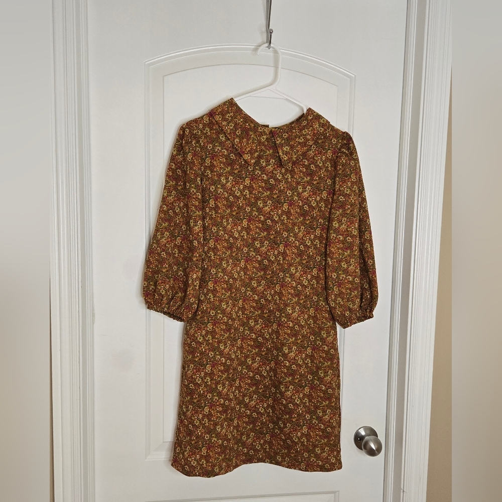 92. Code x Mode | 70s‑Inspired Floral Puff‑Sleeve Dress – Size Small